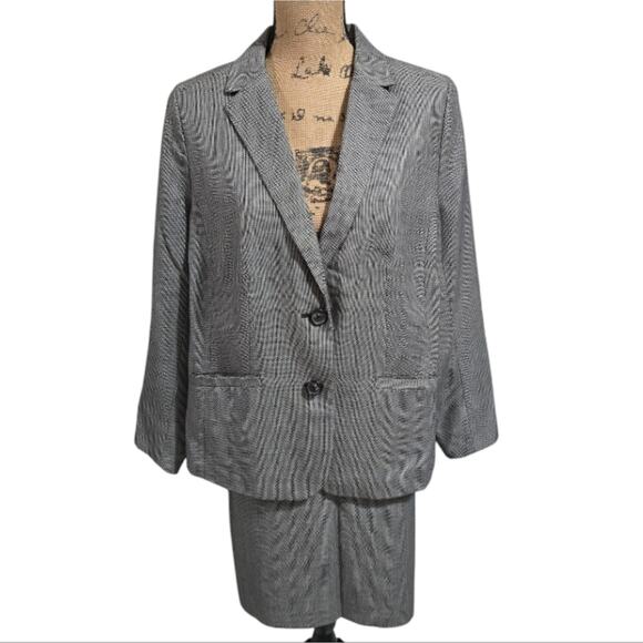 Talbots Wool Blend Houndstooth Skirt Blazer Suit Plus Size 12 W - Picture 2 of 14
